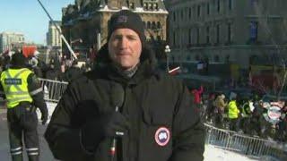 Heavy police presence monitoring trucker convoy in Ottawa