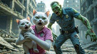 OMG! Daddy cat fights zombies to protect pregnant mommy cat & kittens#cat #catstory #catshorts