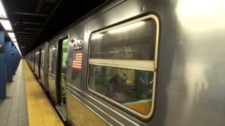 IND Fulton Street Express: Manhattan bound R-68 A express train @ Broadway Junction!