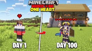 I Survived 100 Days on ONE HEART in Minecraft Hardcore (HINDI)