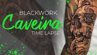 BLACKWORK Caveira Tattoo Time Lapse