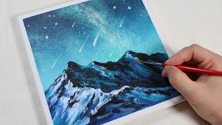 Milky way over Mountains / Easy acrylic painting for beginners / PaintingTutorial