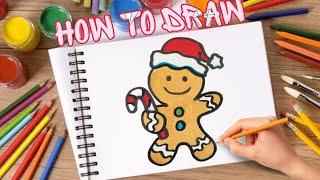 Как нарисовать ПРЯНИЧНОГО ЧЕЛОВЕЧКА. How to draw Gingerbread Man. ПРЯНИЧНЫЙ ЧЕЛОВЕЧЕК для срисовки