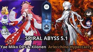 Yae Miko DPS C2 Xilonen & C2 Arlecchino | Spiral Abyss 5.1 | Genshin Impact