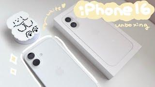 (sub) 아이폰16 언박싱 + 악세서리들  | 화이트 | 초기설정 | 맥세이프 그립톡 만들기 |  iPhone 16 aesthetic Unboxing