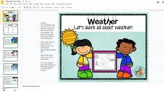 Weather Activities Kindergarten | First Grade Google Slides