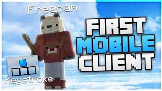 FIRST EVER MOBILE CLIENT?!? // KEYSTROKE, FREELOOK, PHYSICS, WAYPOINTS (Minecraft Bedrock Edition)