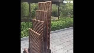 Outdoor Carbonized Anti-Corrosion Screen Partition Wood Garden Decoration Panel Plant Rack HK1-1118