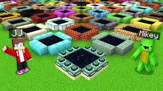 JJ and Mikey Light 1000 NEW ENDER PORTALS at ONCE in Minecraft Maizen!