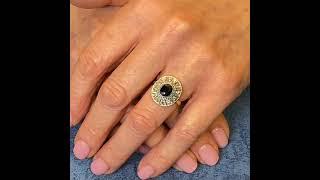 18k gold ring with sapphire and diamonds - Italy 1960s
