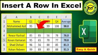 How to Insert A Row In Excel | Insert Rows In Excel | Insert Row In Excel | Rows In Excel #Excel