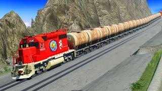 Train Accidents Derailments  Super Downhill Total Disaster  BeamNG DRIVE