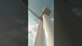 Epic shot of GE offshore wind turbine 3d animation