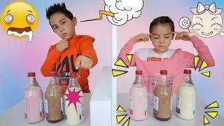 Twin Telepathy Milkshake Challenge! Bruder vs. Schwester |  Level 2  | Johann Loop