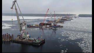 Строительство моста через Волгу Тольятти. За пару дней до надвижки моста. первые дни марта 2022