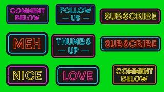 NEON Animated OVERLAY Editing Pack GREEN SCREEN 