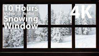 4K 10 hours - Snowing Outside Window - relaxing, gentle, calming