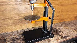 AWESOME IDEA !! SUPER DRILL STAND !! DIY DRILLING MACHINE !!