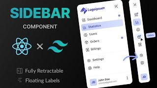 Build a Retractable Sidebar Component purely in ReactJS and TailwindCSS