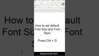 How to set default Font style and Font Size #word #excel #Font #font_Size