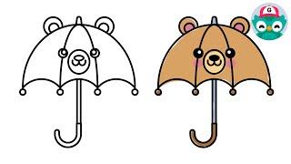 How to Draw a BEAR UMBRELLA Step by Step - Super Easy!