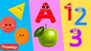 Learn ABC, Phonics, Shapes, Numbers, Colors ️ Monkey Junior Preschool Learning Videos