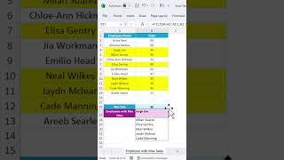 See Excel Magic: Instant Comma Separated list of Employees with Max Sales! #shorts