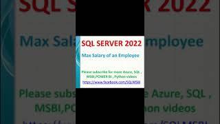 Max Salary of an employee in SQL