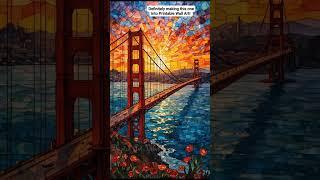 Stained Glass Digital Art of The Golden Gate Bridge and San Francisco in the background.