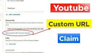 Youtube custom URL claim || channel url isn't included || set a custom URL for your channel 