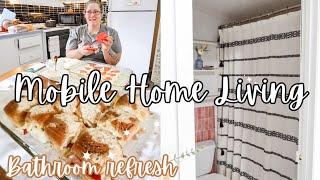 Fall Mobile home living, bathroom refresh + game day recipe