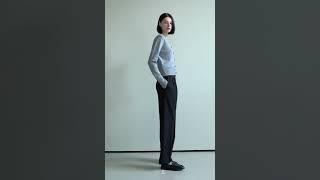 lambswool plain knit CD grey + wool buckle wide PT black