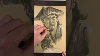 Captain Jack Rackham Black Sails charcoal drawing