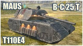 Maus, T110E4 & B-C 25 t • WoT Blitz Gameplay