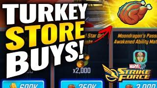 BATTLEWORLD TIPS, BEST TURKEY SHOP PURCHASES, Updated Dark Dimension Picks | Marvel Strike Force