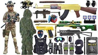 Special Forces Military Toy Gun Set Open Box, AK47 Rifle, UZI Submachine Gun, AWM Sniper Gun, Glock