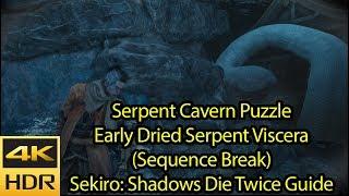 Early Dried Serpent Viscera [4k HDR 60fps] - Sunken Valley Serpent Cave Puzzle - Sekiro