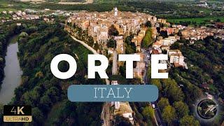 Orte, Italy - Etruscan and Roman City - Hilltop 2500 Years Old - 4K Aerial