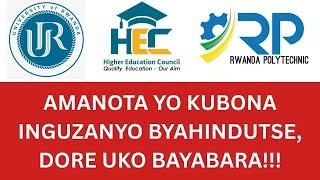 BYAHINDUTSE: DORE UKO BABARA AMANOTA YO KUBONA BURUSE MURI UR & RP!! HITAMO FACULTIES WITONZE!!!