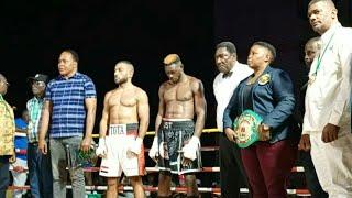 JOHN SSERUNJOGI BRUTALLY KNOCKSOUT EGYPTIAN AHMED BOLOSHY IN 8TH ROUND TO WIN ABU TITLE