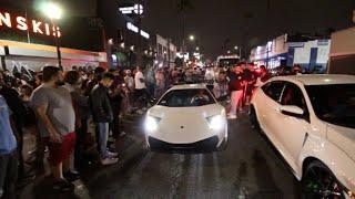 Supercars SHUT DOWN Hollywood! 2-Step & Burnouts All Night..