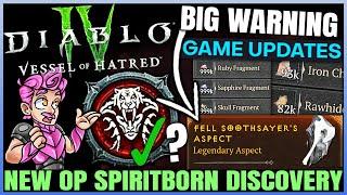 Diablo 4 - CONFIRMED: New BROKEN Spiritborn Aspect, BIG Patch, Material Buffs, Ancestrals & More!