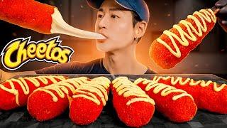 ASMR HOT CHEETOS MOZZARELLA CORNDOGS MUKBANG 먹방 | COOKING & EATING SOUNDS | Zach Choi ASMR