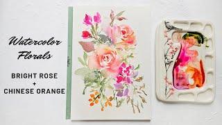 Let's paint watercolor florals using 2 beautiful colors