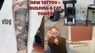 NEW TATTOO + BUILDING A CAT TOWER | VLOG |