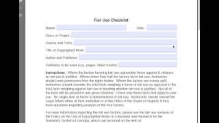 Fair Use Checklist: An Introduction