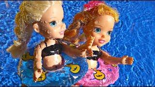 Elsa and Anna toddlers at the water park with My little Pony and LPS