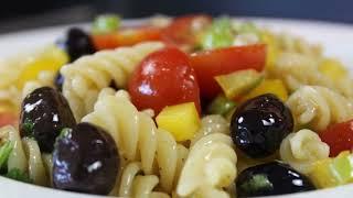 Easy Pasta Salad Recipe with Homemade Italian Dressing.