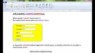 FORM SUBMIT METHOD IN JQUERY   DEMO