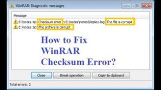 Fix checksum Error on WinRAR